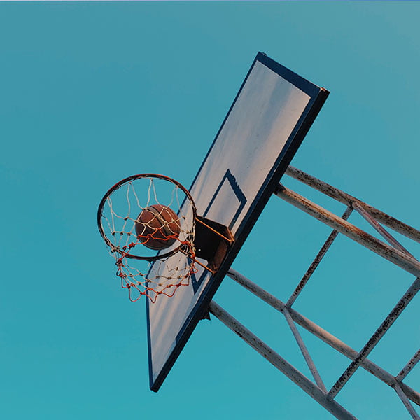 basketball ring and ball