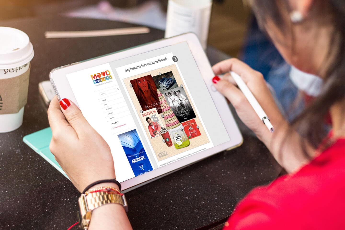 moodboards website viewed on a tablet