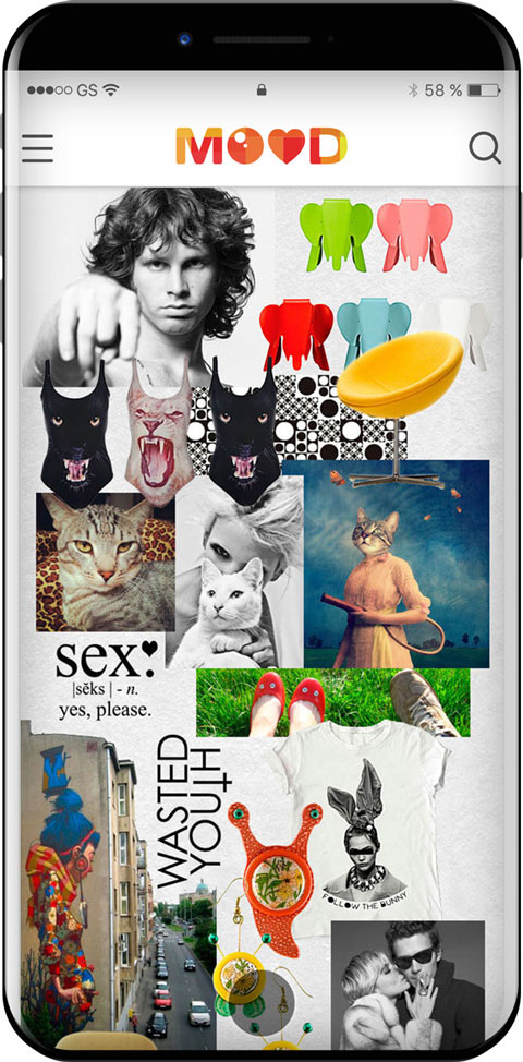 example of a moodboard viewed on mobile